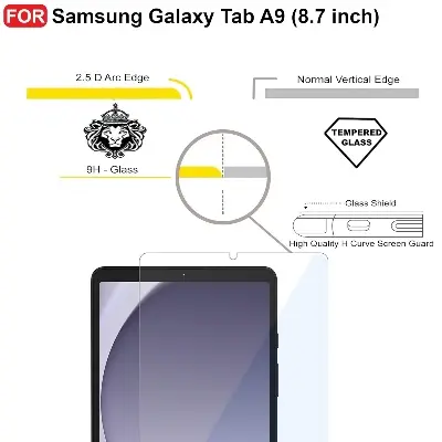 Picture of Samsung Galaxy Tab A9 8.7 inches SM-X110, SM-X115 Clear Transparent Tempered Glass Film Screen Protector