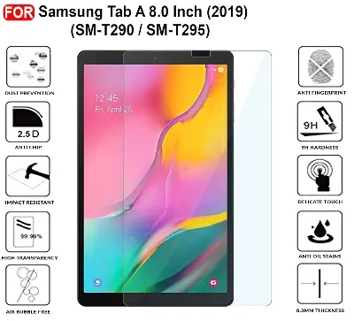 Picture of Samsung Galaxy Tab A 8.0 (2019) 8.0 inches SM-T290, SM-T295 Clear Transparent Tempered Glass Film Screen Protector