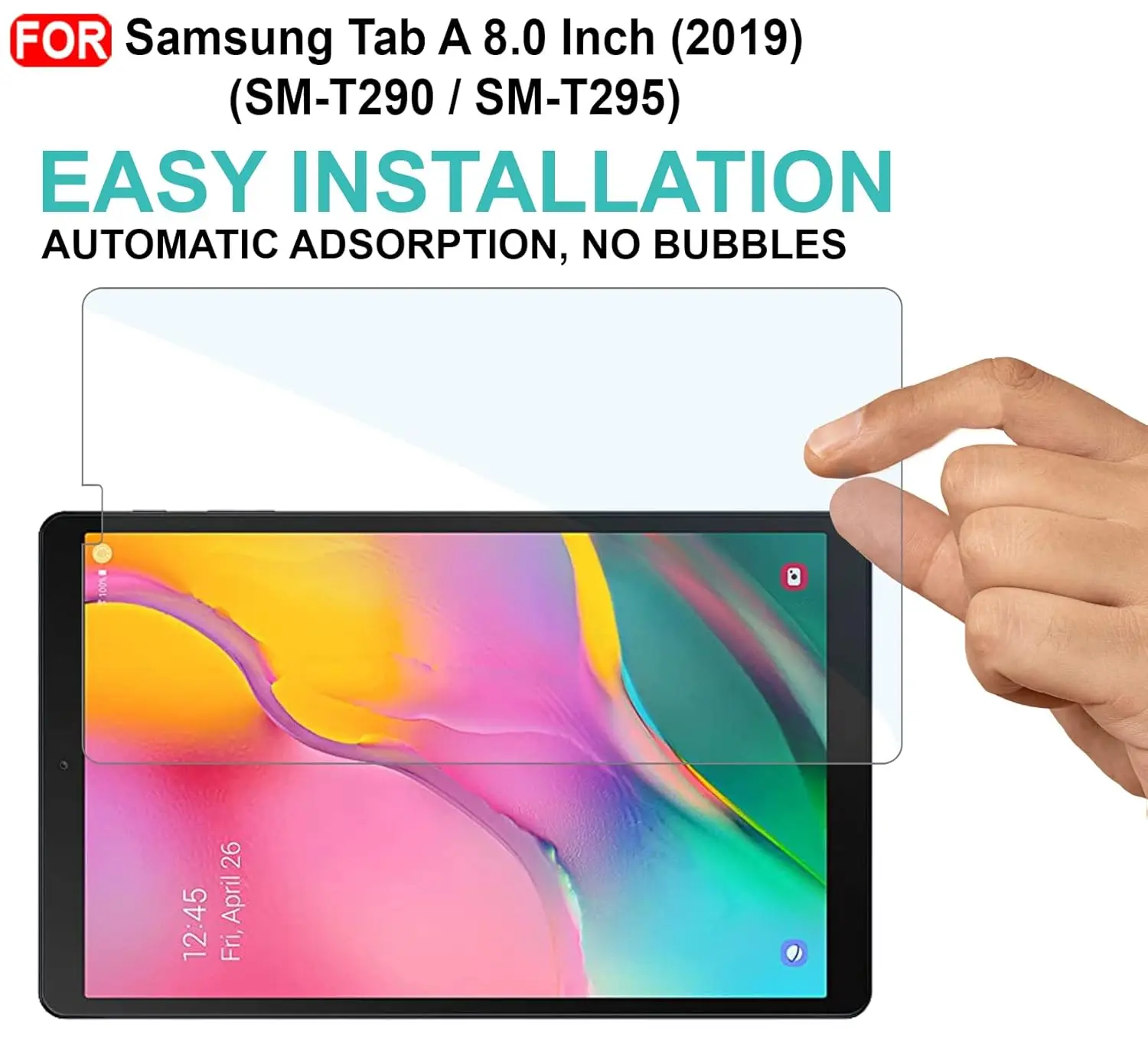 Picture of Samsung Galaxy Tab A 8.0 (2019) 8.0 inches SM-T290, SM-T295 Clear Transparent Tempered Glass Film Screen Protector