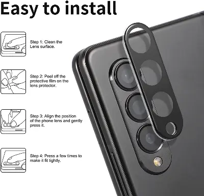 Picture of Samsung Galaxy Z Fold 4 5G / Samsung Galaxy Z Fold4 5G Back 9H Full Camera Lens Protector Rear 9H 3D Camera Lens Protector,Upgraded HD,Clear Scratch Resistant [With Photo Friendly Flash Cut]