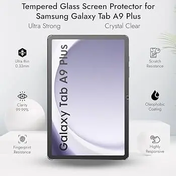 Picture of Samsung Galaxy Tab A9+ / Samsung Galaxy Tab A9 Plus 11.0 inches SM-X210, SM-X215, SM-X216B Clear Transparent Tempered Glass Film Screen Protector
