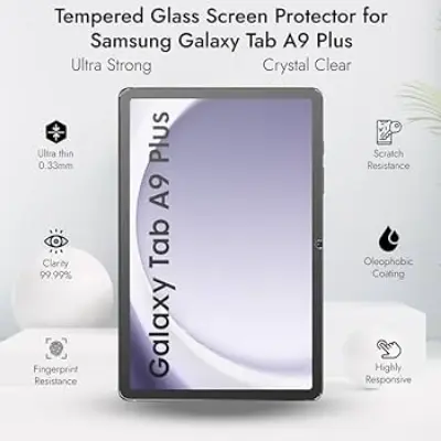 Picture of Samsung Galaxy Tab A9+ / Samsung Galaxy Tab A9 Plus 11.0 inches SM-X210, SM-X215, SM-X216B Clear Transparent Tempered Glass Film Screen Protector
