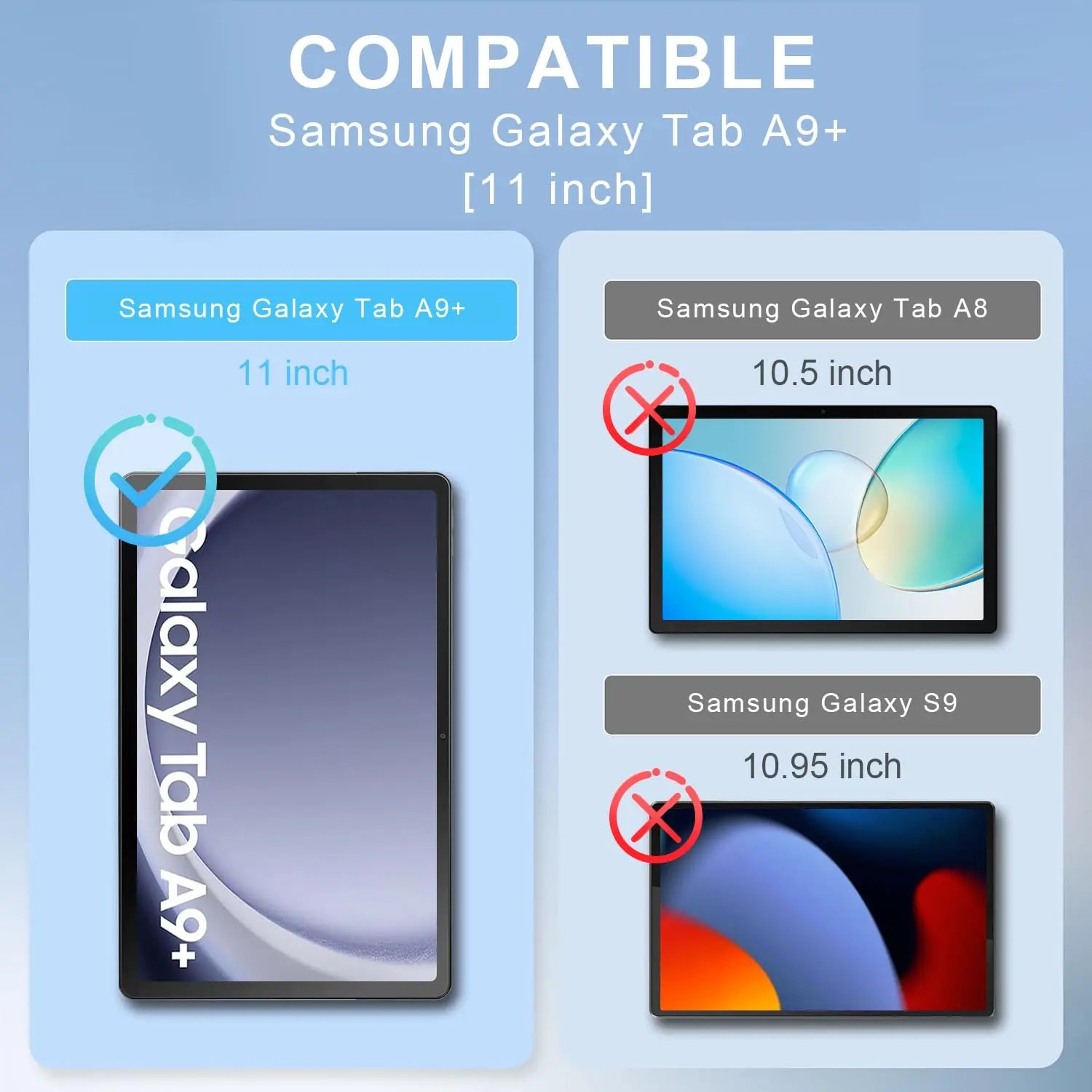 Picture of Samsung Galaxy Tab A9+ / Samsung Galaxy Tab A9 Plus 11.0 inches SM-X210, SM-X215, SM-X216B Clear Transparent Tempered Glass Film Screen Protector