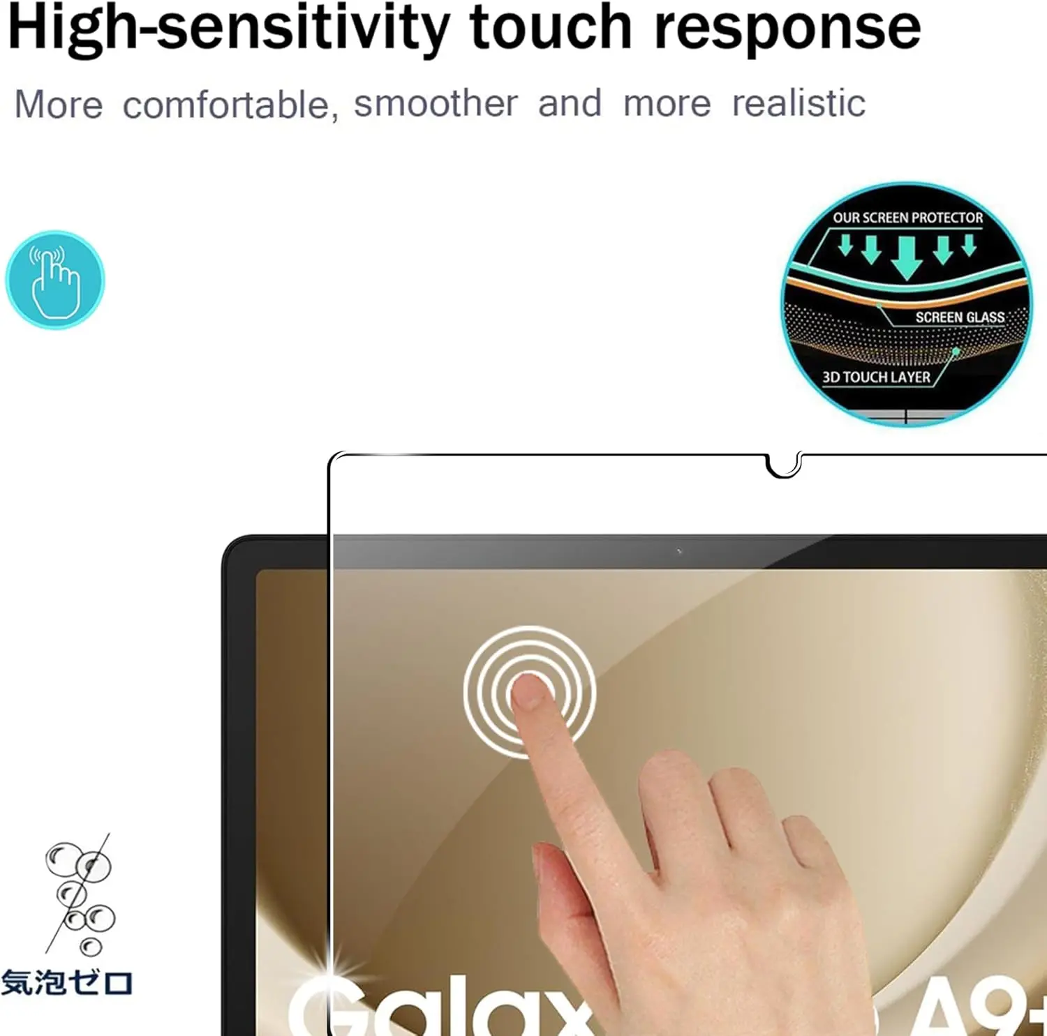 Picture of Samsung Galaxy Tab A9+ / Samsung Galaxy Tab A9 Plus 11.0 inches SM-X210, SM-X215, SM-X216B Clear Transparent Tempered Glass Film Screen Protector