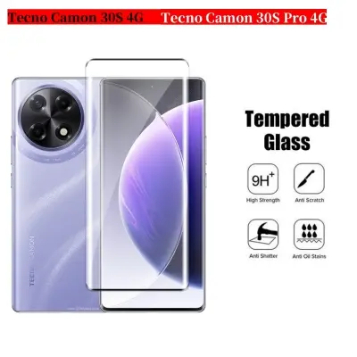 Picture of Tecno Camon 30S  Full Glue 9D Curved Tempered Glass Screen Protector Edge to Edge Fit Protection Tempered Glass (Black)