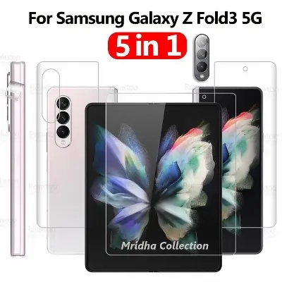 Picture of 5in1 Samsung Galaxy Z Fold 3 5G / Samsung Galaxy Z Fold3 5G Full Coverage Screen Protector Hydrogel Film (Outside Screen Film + Inside Screen Film + Back Side Film + Side Film + Camera Lens Protector)