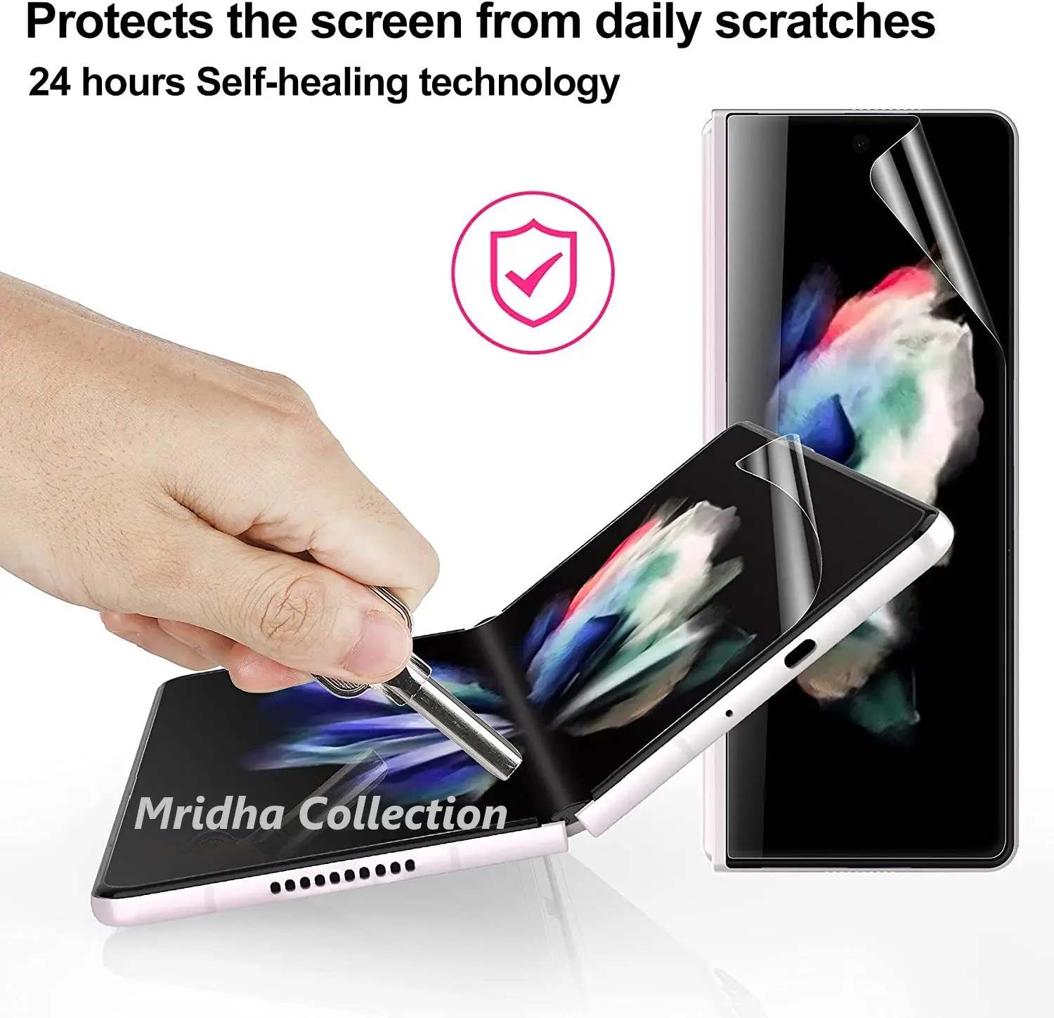 Picture of 4in1 Samsung Galaxy Z Fold 3 5G / Samsung Galaxy Z Fold3 5G Full Coverage Screen Protector Hydrogel Film (Outside Screen + Inside Screen + Back + Side Protector)