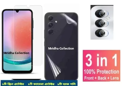 Picture of 3in1 Protector Combo Pack for Samsung Galaxy A15 (Clear Screen Protector Glass+Back Hydrogel Protector Poly+Camera Lens Protector)