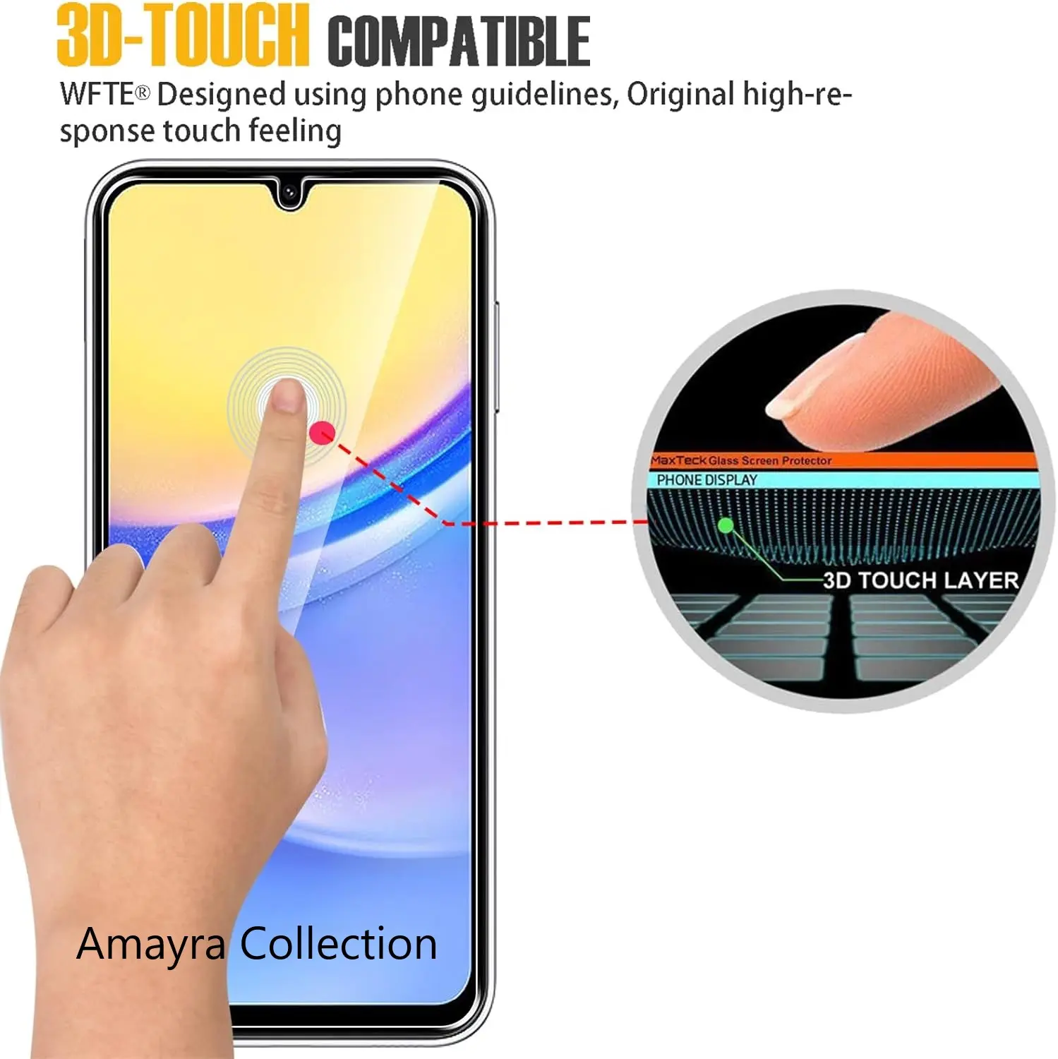 Picture of Samsung Galaxy A25 Screen Protector 3D Tempered Clear Screen protector Premium Product Gorilla Glass Transparent Clear Ultra Thin - Durable & Scratch Resistant - Easy to Install