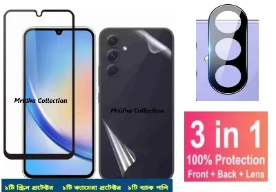 Picture of 3in1 Protector Combo Pack for Samsung Galaxy A15 (Premium Full Screen Protector Glass+Back Hydrogel Protector Poly+9h Camera Lens Protector)