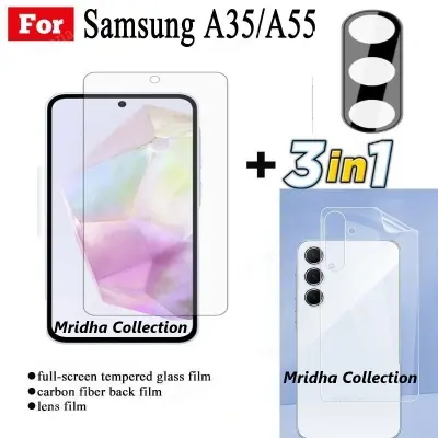 Picture of 3in1 Protector Combo Pack for Samsung Galaxy A35 (Clear Screen Protector Glass+Back Hydrogel Protector Poly+9h Camera Lens Protector)