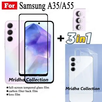 Picture of 3in1 Protector Combo Pack for Samsung Galaxy A35 (Premium Full Screen Protector Glass+Back Hydrogel Protector Poly+Camera Lens Protector)