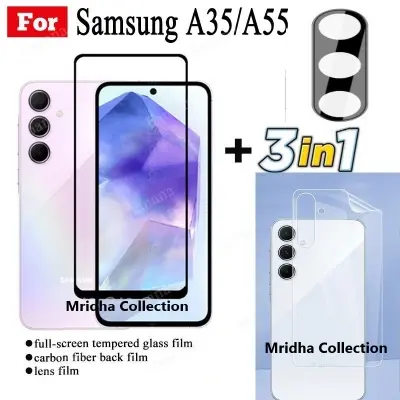 Picture of 3in1 Protector Combo Pack for Samsung Galaxy A35 (Premium Full Screen Protector Glass+Back Hydrogel Protector Poly+9h Camera Lens Protector)