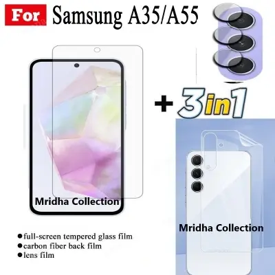 Picture of 3in1 Protector Combo Pack for Samsung Galaxy A55 (Clear Screen Protector Glass+Back Hydrogel Protector Poly+Camera Lens Protector)