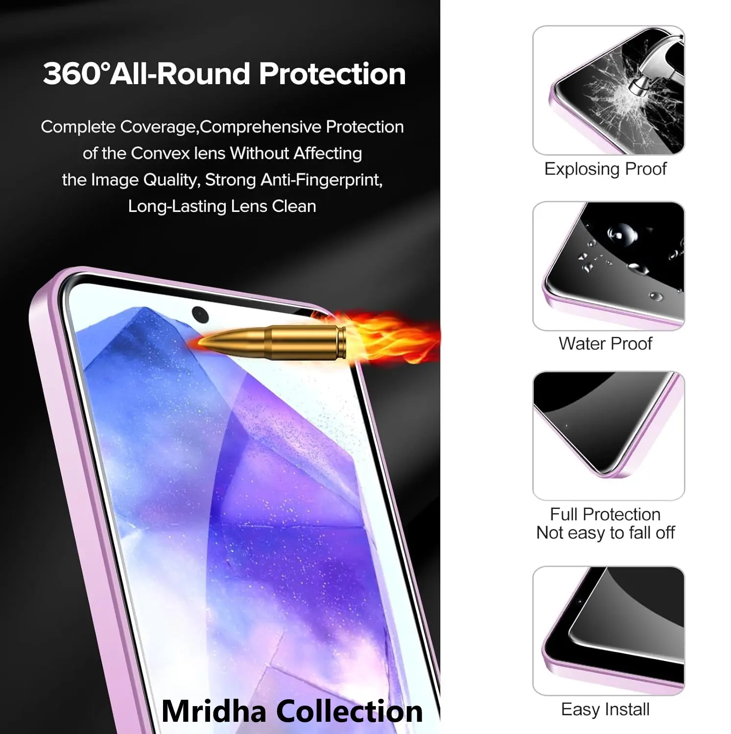 Picture of Samsung Galaxy A55 Premium Full Coverage Glass Protector Tempered Glass Screen Protector 9H Hardness Full Coverage