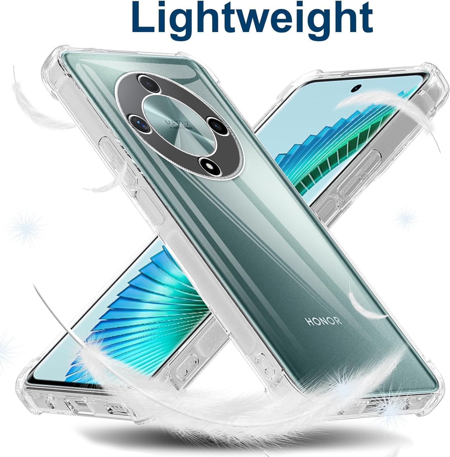 Picture of Honor X9B 5G Silicone Clear Case Soft Flexible TPU Rubber Bumper Shockproof Corners Transparent Clear Back Cover