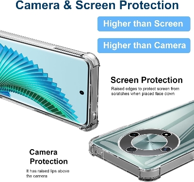 Picture of Honor X9B 5G Silicone Clear Case Soft Flexible TPU Rubber Bumper Shockproof Corners Transparent Clear Back Cover