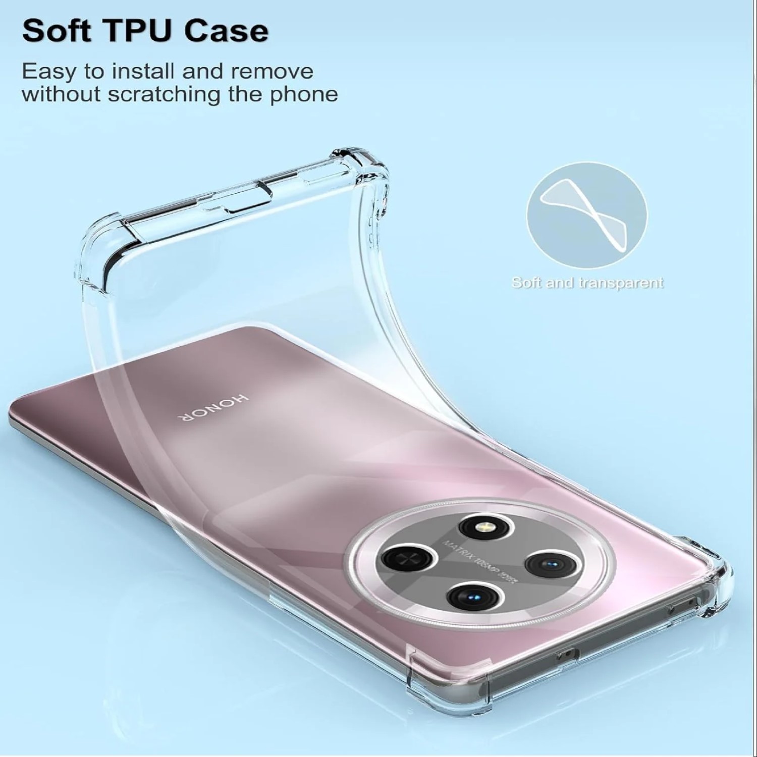 Picture of Honor X9C 5G Silicone Clear Case Soft Flexible TPU Rubber Bumper Shockproof Corners Transparent Clear Back Cover