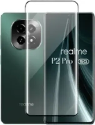 Picture of Realme P2 Pro 5G Full Glue 9D Curved Tempered Glass Screen Protector Edge to Edge Fit Protection Tempered Glass (Black)