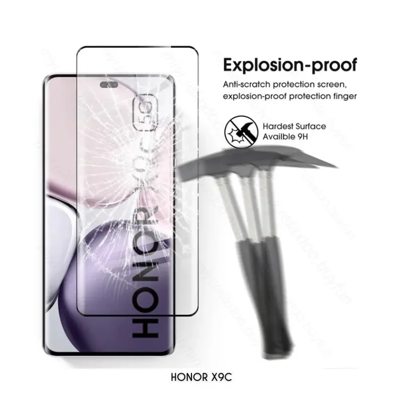 Picture of Honor X9C 5G  Full Glue 9D Curved Tempered Glass Screen Protector Edge to Edge Fit Protection Tempered Glass (Black)