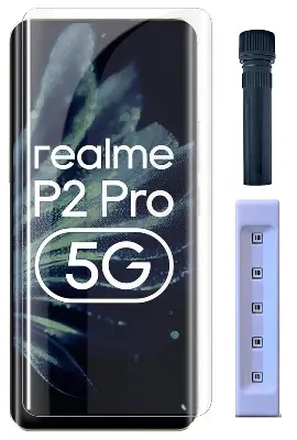 Picture of Realme P2 Pro 5G (A+ GRADE) Premium UV Tempered Glass Screen Protector Curved with Liquid Glue and UV Light -Transparent Clear