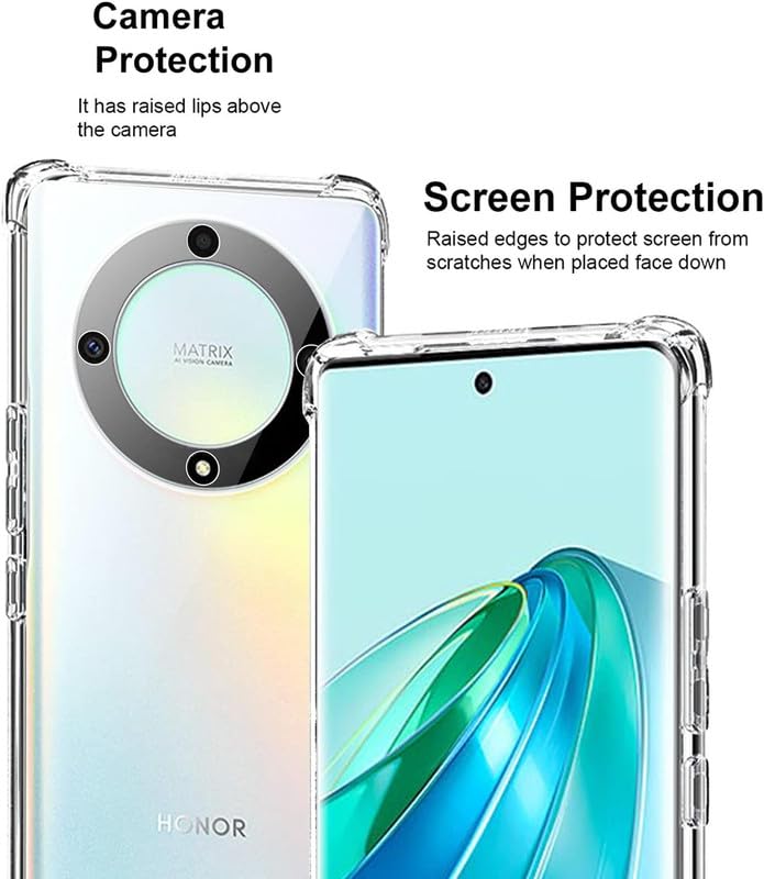 Picture of Honor X9A 5G Silicone Clear Case Soft Flexible TPU Rubber Bumper Shockproof Corners Transparent Clear Back Cover