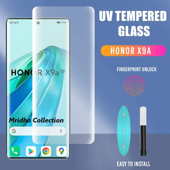 Picture of Honor X9A 5G (A+ GRADE) Premium UV Tempered Glass Screen Protector Curved with Liquid Glue and UV Light -Transparent Clear