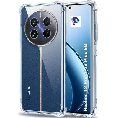 Picture of Realme 12 Pro 5G Silicone Clear Case Soft Flexible TPU Rubber Bumper Shockproof Corners Transparent Clear Back Cover