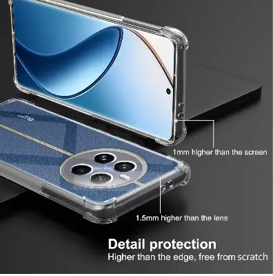 Picture of Realme 12 Pro 5G Silicone Clear Case Soft Flexible TPU Rubber Bumper Shockproof Corners Transparent Clear Back Cover