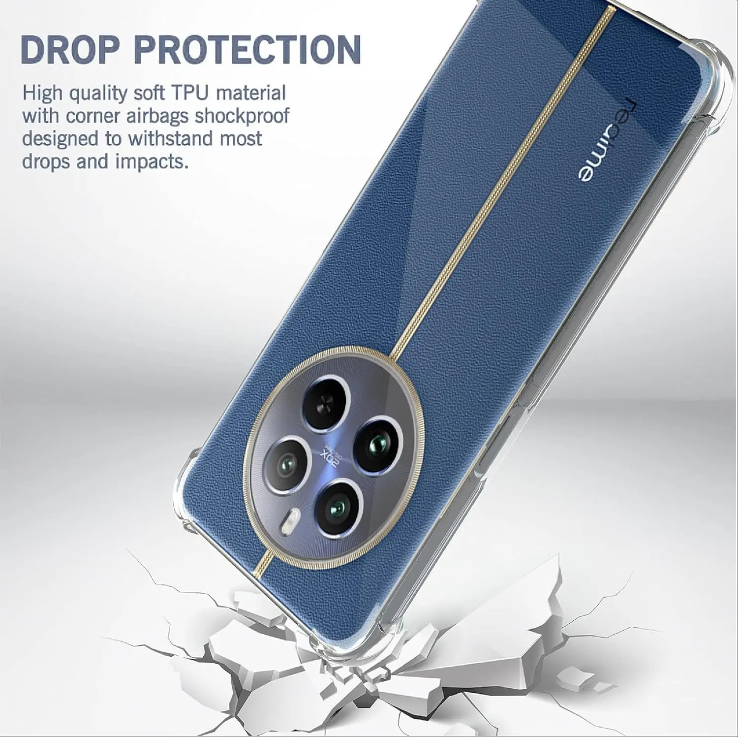 Picture of Realme 12 Pro+ 5G / Realme 12 Pro Plus 5G Silicone Clear Case Soft Flexible TPU Rubber Bumper Shockproof Corners Transparent Clear Back Cover