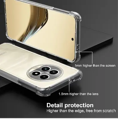 Picture of Realme 13 Pro 5G Silicone Clear Case Soft Flexible TPU Rubber Bumper Shockproof Corners Transparent Clear Back Cover