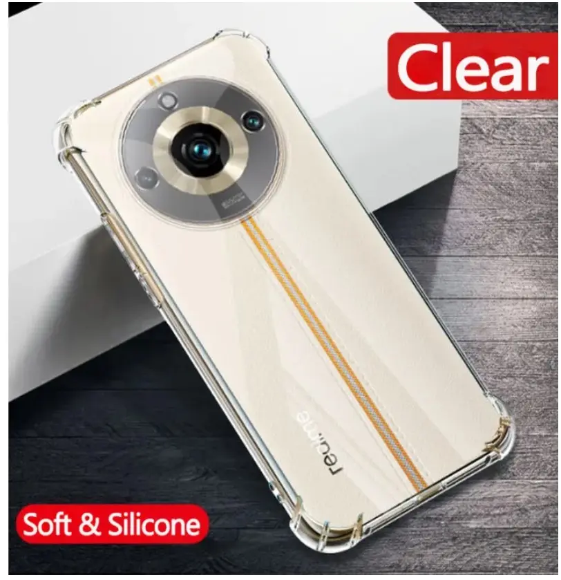 Picture of Realme 11 Pro 5G Silicone Clear Case Soft Flexible TPU Rubber Bumper Shockproof Corners Transparent Clear Back Cover