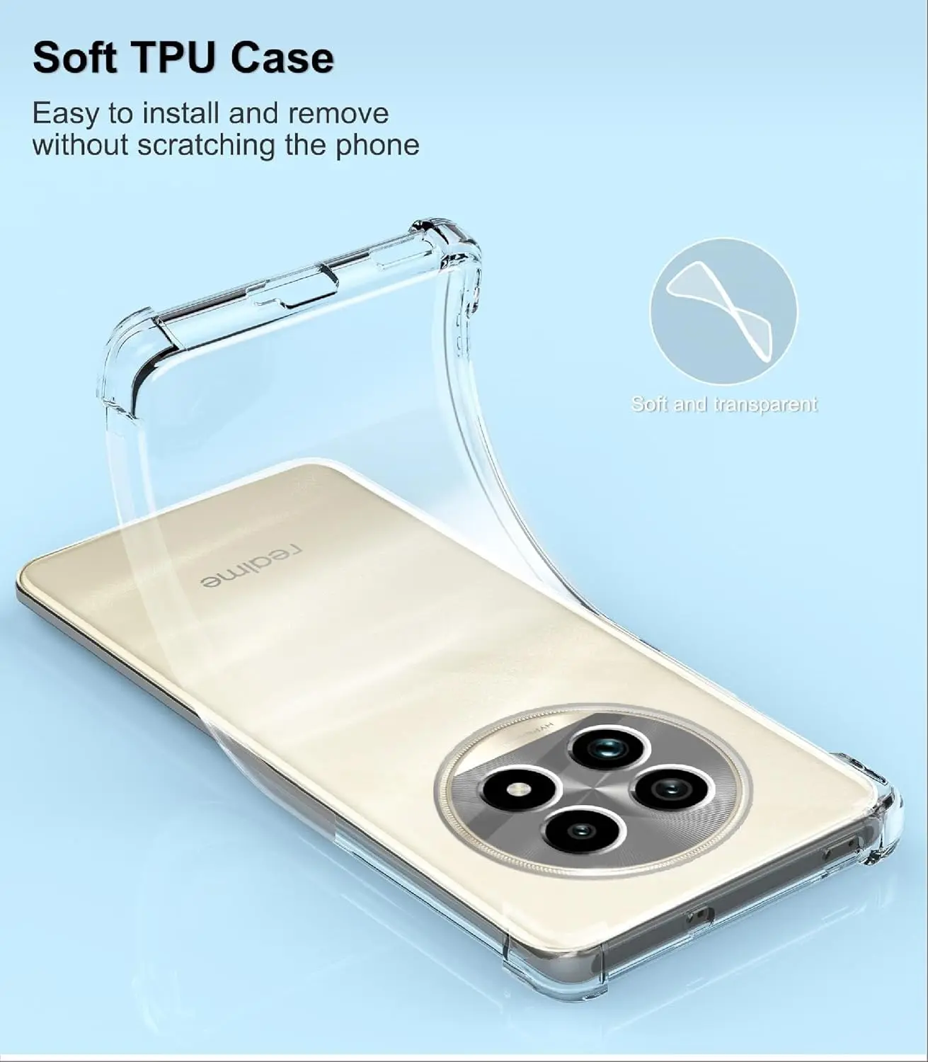 Picture of Realme 13 Pro+ 5G / Realme 13 Pro Plus 5G Silicone Clear Case Soft Flexible TPU Rubber Bumper Shockproof Corners Transparent Clear Back Cover