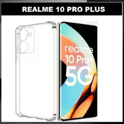 Picture of Realme 10 Pro+ 5G / Realme 10 Pro Plus 5G Silicone Clear Case Soft Flexible TPU Rubber Bumper Shockproof Corners Transparent Clear Back Cover