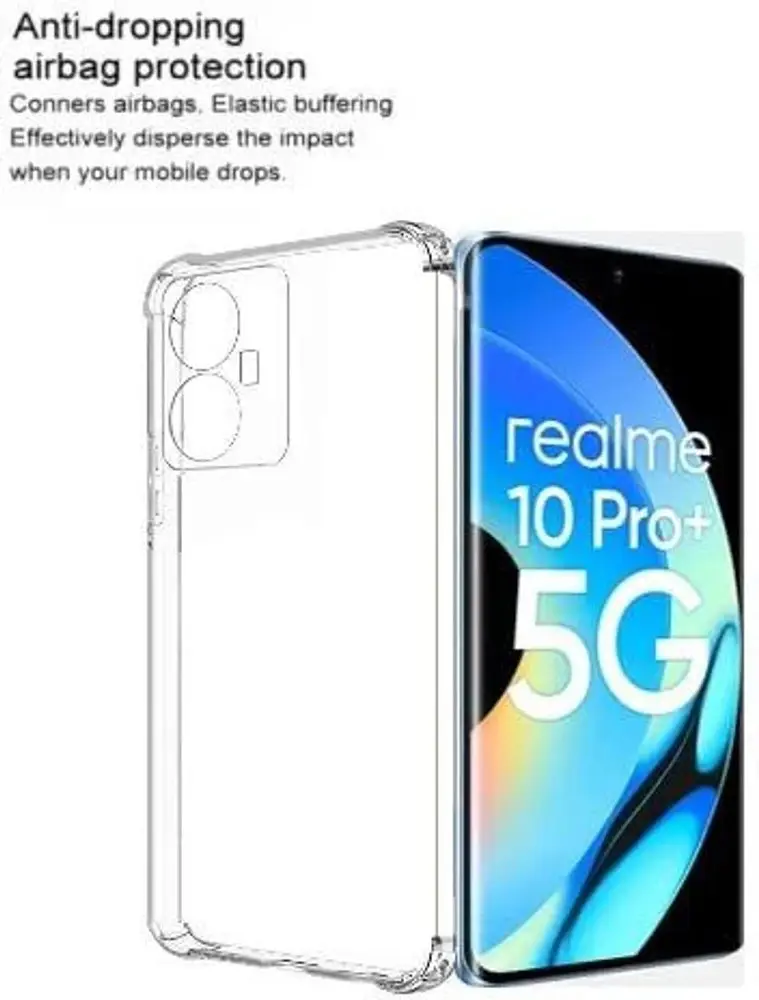 Picture of Realme 10 Pro+ 5G / Realme 10 Pro Plus 5G Silicone Clear Case Soft Flexible TPU Rubber Bumper Shockproof Corners Transparent Clear Back Cover