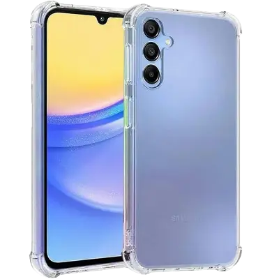 Picture of Samsung Galaxy A15 Silicone Clear Case Soft Flexible TPU Rubber Bumper Shockproof Corners Transparent Clear Back Cover