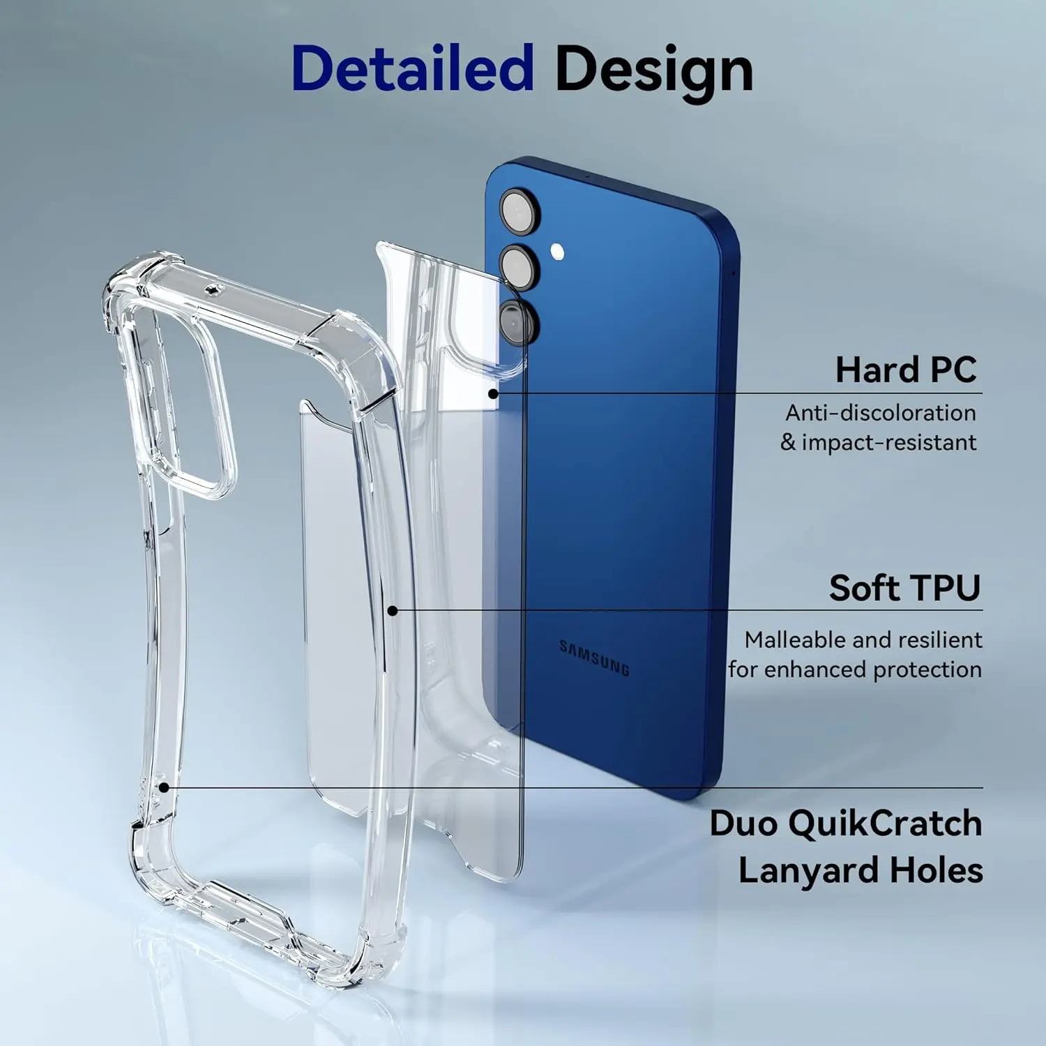 Picture of Samsung Galaxy A15 Silicone Clear Case Soft Flexible TPU Rubber Bumper Shockproof Corners Transparent Clear Back Cover