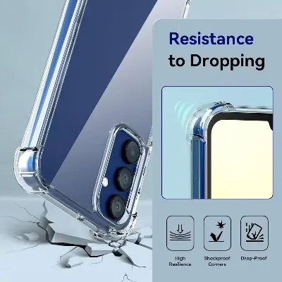 Picture of Samsung Galaxy A15 Silicone Clear Case Soft Flexible TPU Rubber Bumper Shockproof Corners Transparent Clear Back Cover