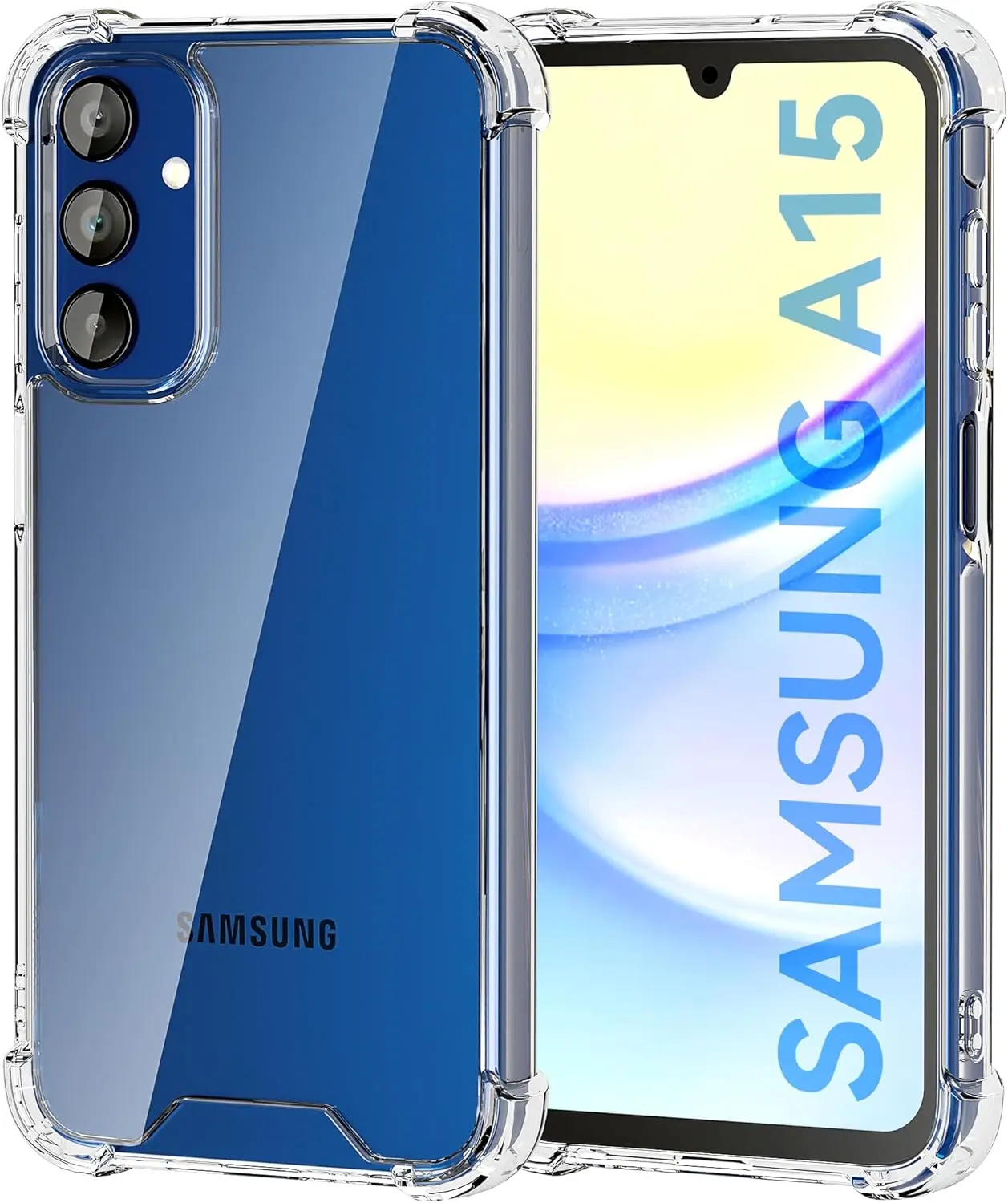 Picture of Samsung Galaxy A15 Silicone Clear Case Soft Flexible TPU Rubber Bumper Shockproof Corners Transparent Clear Back Cover