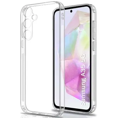 Picture of Samsung Galaxy A35 Silicone Clear Case Soft Flexible TPU Rubber Bumper Shockproof Corners Transparent Clear Back Cover