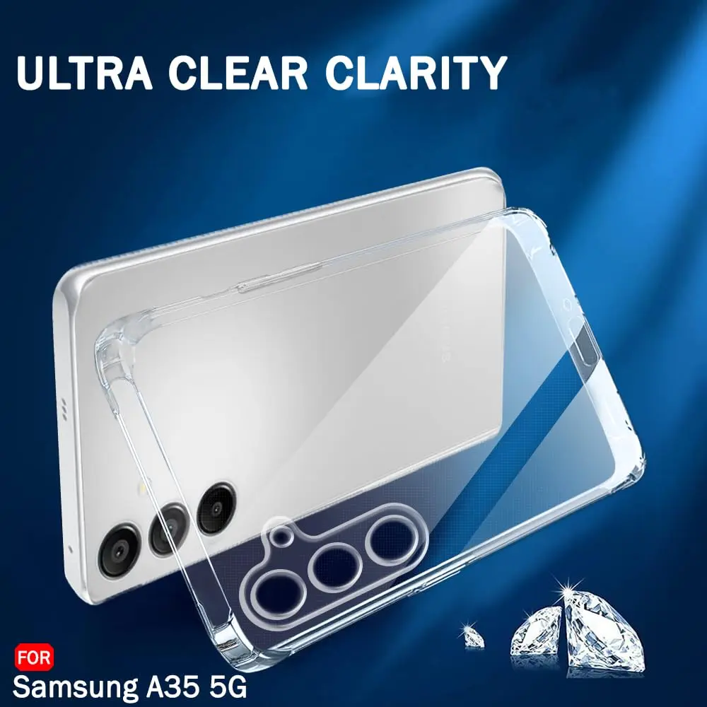 Picture of Samsung Galaxy A35 Silicone Clear Case Soft Flexible TPU Rubber Bumper Shockproof Corners Transparent Clear Back Cover