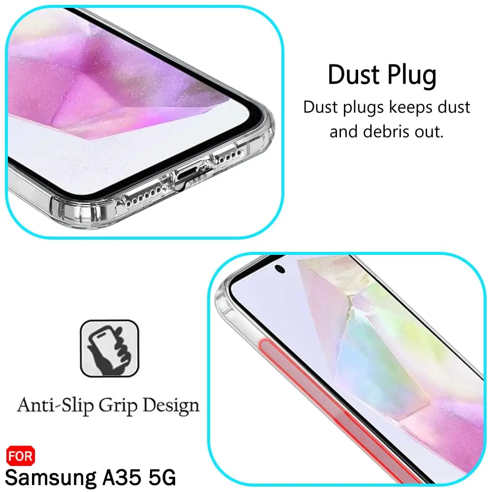 Picture of Samsung Galaxy A35 Silicone Clear Case Soft Flexible TPU Rubber Bumper Shockproof Corners Transparent Clear Back Cover