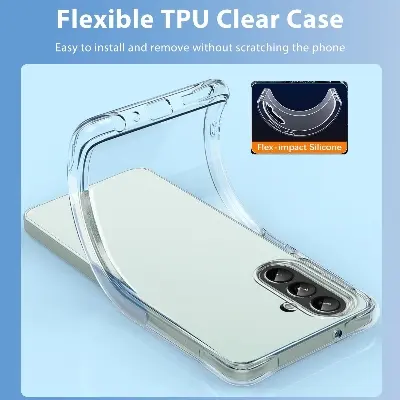 Picture of Samsung Galaxy A26 Silicone Clear Case Soft Flexible TPU Rubber Bumper Shockproof Corners Transparent Clear Back Cover