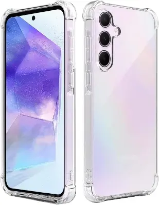 Picture of Samsung Galaxy A55 Silicone Clear Case Soft Flexible TPU Rubber Bumper Shockproof Corners Transparent Clear Back Cover