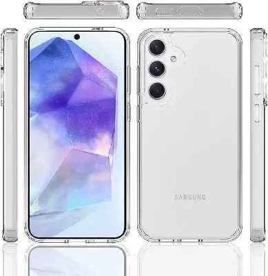 Picture of Samsung Galaxy A55 Silicone Clear Case Soft Flexible TPU Rubber Bumper Shockproof Corners Transparent Clear Back Cover