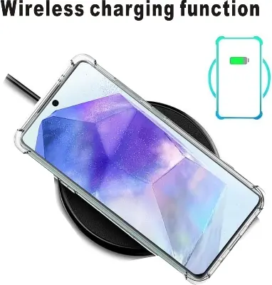 Picture of Samsung Galaxy A55 Silicone Clear Case Soft Flexible TPU Rubber Bumper Shockproof Corners Transparent Clear Back Cover