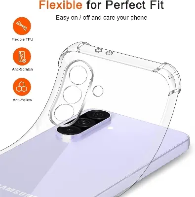 Picture of Samsung Galaxy A36 Silicone Clear Case Soft Flexible TPU Rubber Bumper Shockproof Corners Transparent Clear Back Cover
