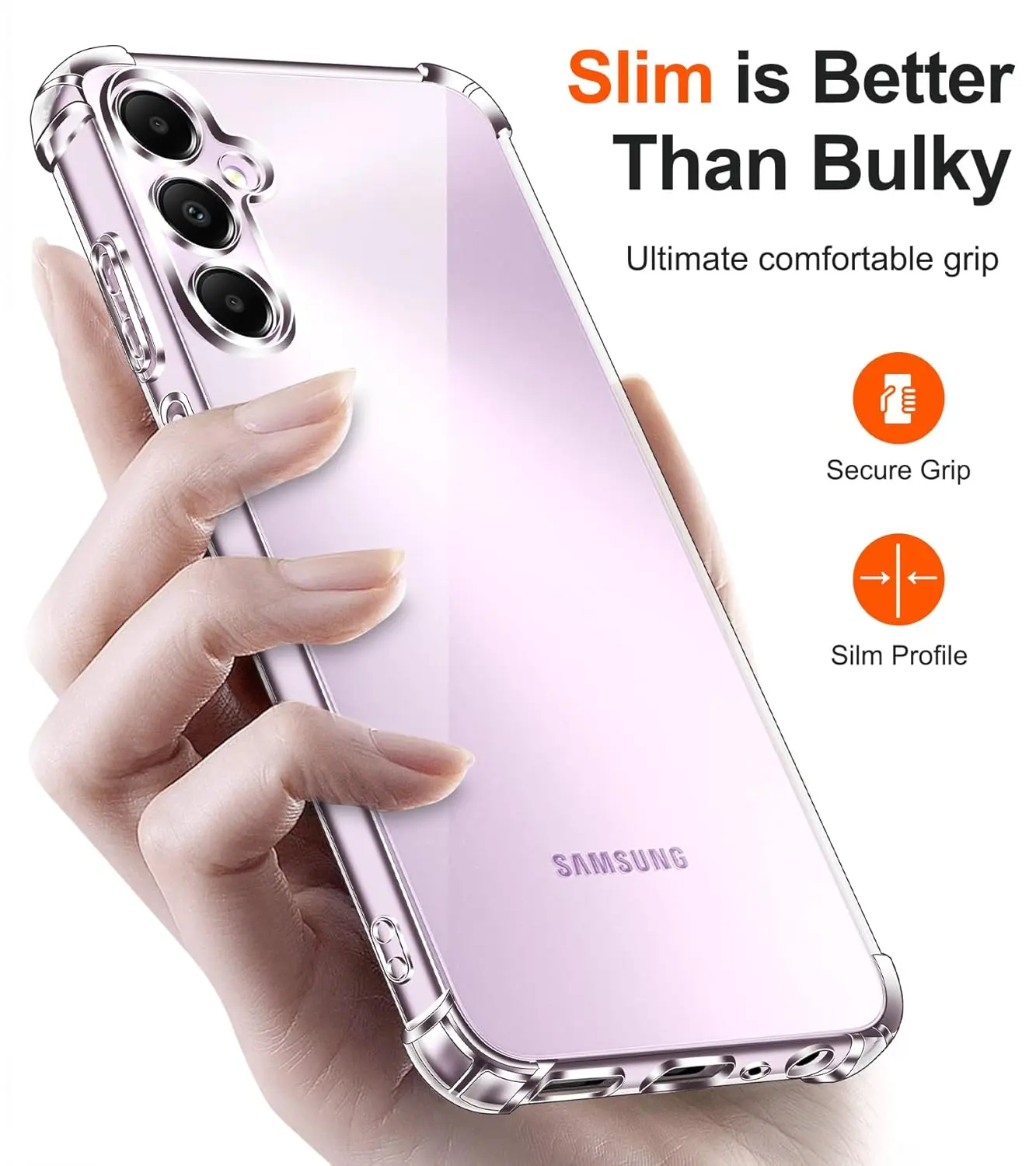 Picture of Samsung Galaxy A36 Silicone Clear Case Soft Flexible TPU Rubber Bumper Shockproof Corners Transparent Clear Back Cover