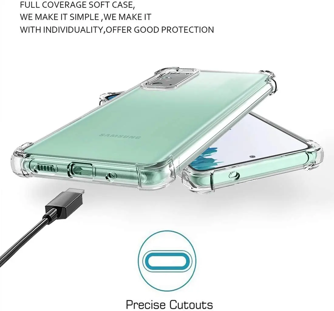 Picture of Samsung Galaxy S20 FE Silicone Clear Case Soft Flexible TPU Rubber Bumper Shockproof Corners Transparent Clear Back Cover