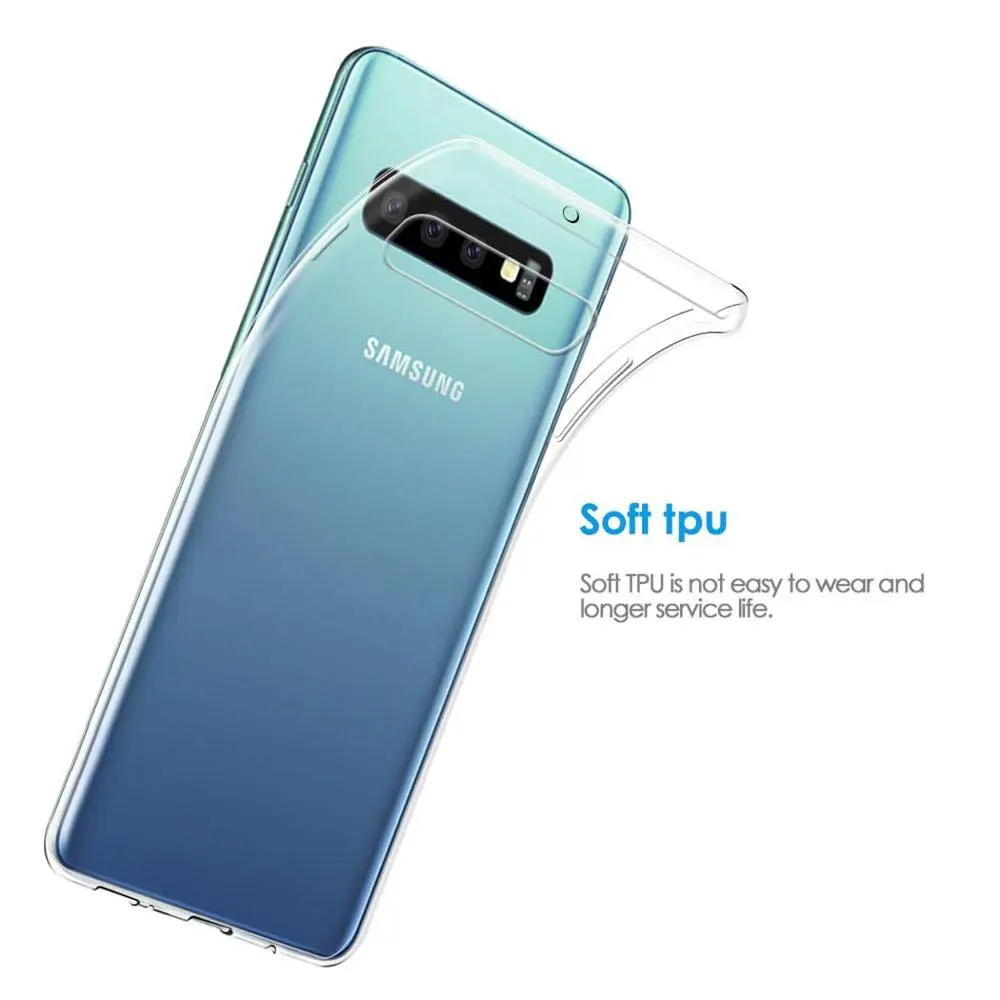 Picture of Samsung Galaxy S10 4G Silicone Clear Case Soft Flexible TPU Rubber Bumper Shockproof Corners Transparent Clear Back Cover